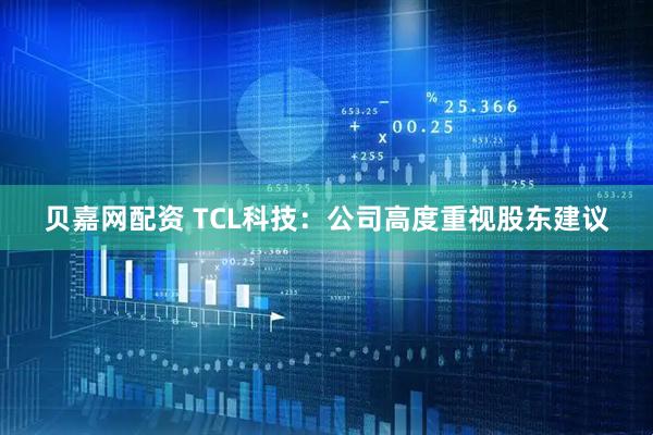 贝嘉网配资 TCL科技：公司高度重视股东建议